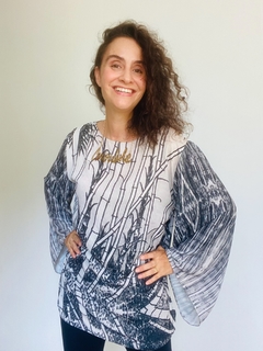 Blusa Manga Sino Crepe Bambu