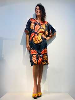 Vestido Asa Rolotê Cetim Farfalle Preto - ALESSA