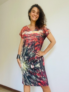 Vestido Kaftan Jersey Monet Vermelho - comprar online
