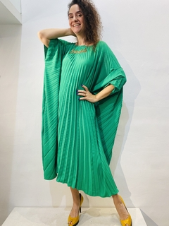 Vestido Plissado Curto Crepe Verde Bandeira on internet