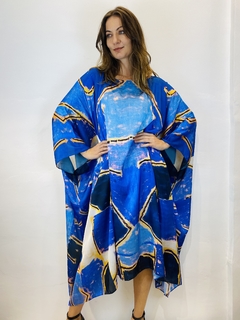 Vestido Maxi Curto Cetim Blue