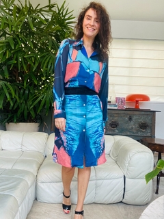 Image of Vestido Chemise Curto Crepe Moinho Invert