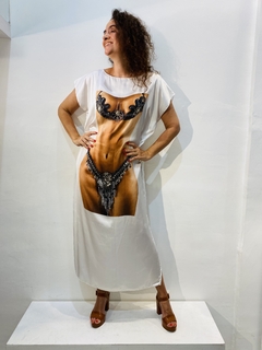Vestido Kaftan Longo Cetim Mulata