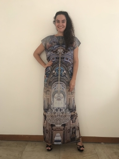 Vestido Longo Kaftan Cetim Lustre Barroco