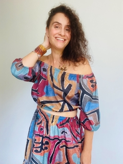 Blusa Cigana Elástico Tafetá Paul Klee Rosa - ALESSA
