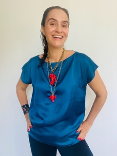 Camiseta Kaftan Cetim Azulão - buy online