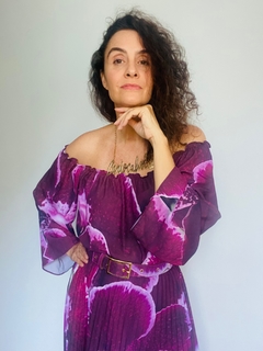 Blusa Cigana Manga Sino Crepe Orquídea Vinho - ALESSA