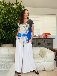 Camiseta Kaftan Cetim Hortênsia Azul - online store