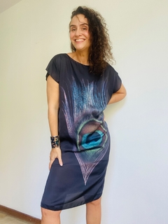 Vestido Kaftan Cetim Pavão Preto - buy online