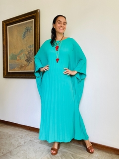 Vestido Longo Plissado Crepe Verde on internet