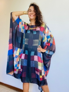 Vestido Maxi Curto Cetim Paul Klee Colorido - comprar online