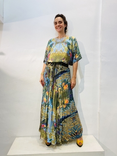 Vestido Morcego Plissado Longo Arara Verde - comprar online