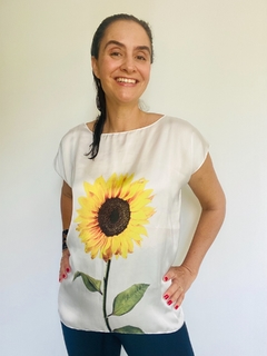 Camiseta Kaftan Cetim Girassol Branco - buy online