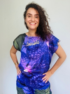 Imagem do Camiseta Kaftan Cetim Orquídea Roxo