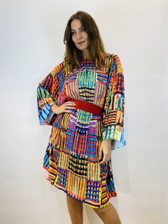 Vestido Maxi Curto Cetim Xadrez - online store