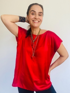 Camiseta Kaftan Cetim Vermelho