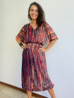 Vestido Morcego Lastex Saia Ret Paul Klee Vermelho na internet