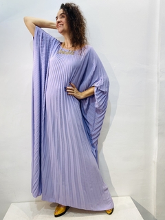 Vestido Plissado Longo Crepe Lavanda