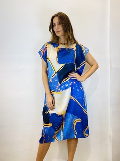 Imagem do Vestido Kaftan Cetim Blue