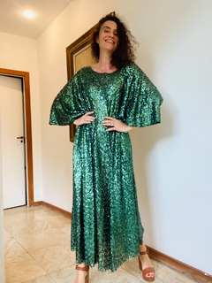 Vestido Maxi Longo Paetê Verde