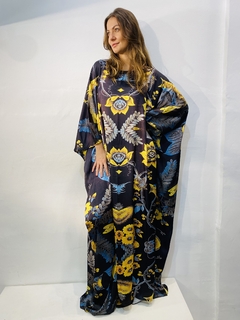 Vestido Maxi Longo Cetim Passaro Azul on internet