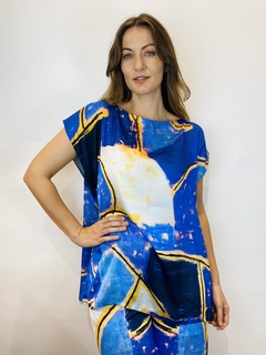 Camiseta Kaftan Cetim Blue - comprar online