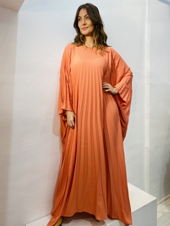 Vestido Plissado Longo Crepe Goiaba - comprar online