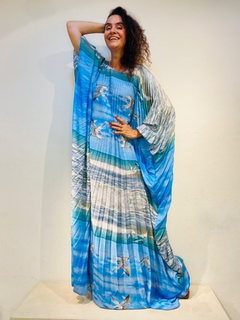 Vestido Plissado Longo Crepe Gaivotas na internet