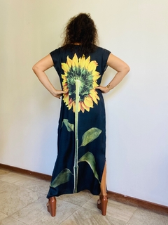Vestido Kaftan Longo Cetim Girassol - loja online