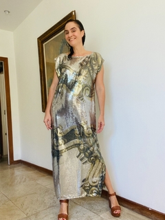 Vestido Kaftan Longo Paetê Espelho - buy online