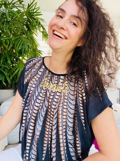 Camiseta Kaftan Jersey Faisão Preto - ALESSA