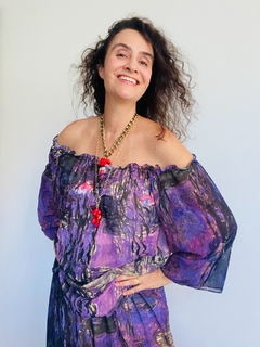 Blusa Bufante Chiffon Monet Lilás - ALESSA