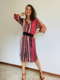 Vestido Chemise Curto Crepe Tapete listras on internet