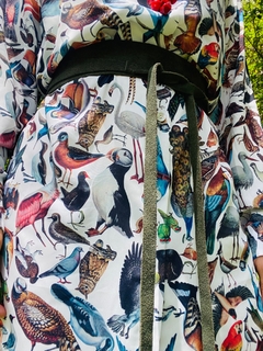 Vestido Chemise Curto Crepe Pássaros - ALESSA