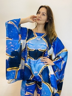 Camiseta Maxi Cetim Blue