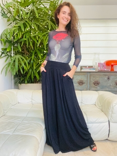 Blusa Pele Tule Rosa Preto - comprar online