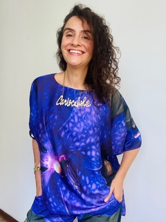 Camiseta Morcego Cetim Orquídea Roxo