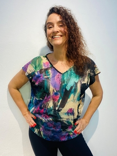 Camiseta Kaftan Vual de Malha Joan Blue on internet