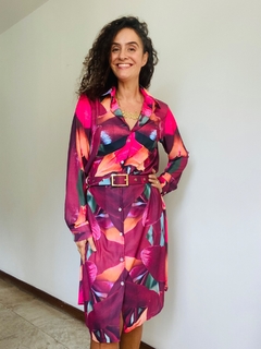 Vestido Chemise Curto Crepe Orquídea Vermelho na internet
