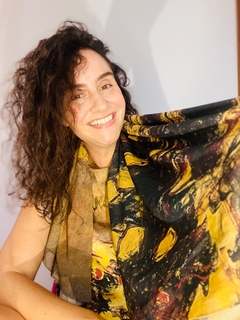 Lenço Chiffon 140x100cm Monet Amarelo