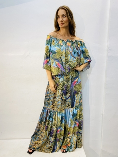Vestido Cigana Babados Crepe Arara Verde na internet