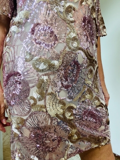 Vestido Básico Mini Paetê Rosa - loja online