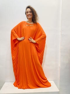 Imagem do Vestido Maxi Plissado Crepe Laranja