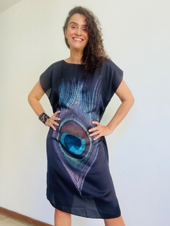 Vestido Kaftan Cetim Pavão Preto on internet