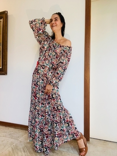 Vestido Cigana Saia Longa Gomos Chiffon Borboletas on internet