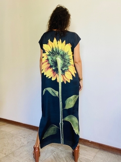 Imagem do Vestido Kaftan Longo Cetim Girassol