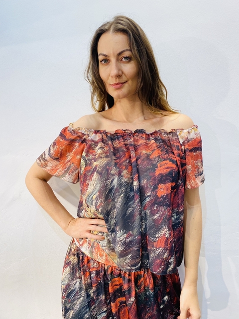 Blusa Cigana Crepe Monet Vermelho