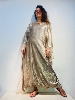 Vestido Maxi Longo Paetê Champagne - loja online