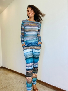 Calça Alfaiataria Neoprene Azul Sardenha na internet