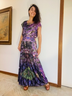 Camiseta Kaftan Cetim Monet Lilás